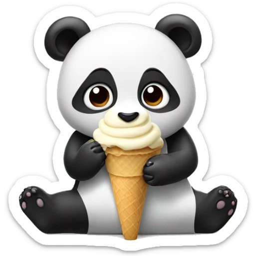 Panda eating ice cream sticker