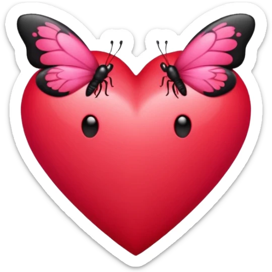 Really cool heart emoji for my sick girlfriend that’s mainly  red & black. With just tiny hot pink butterflies on it.  sticker