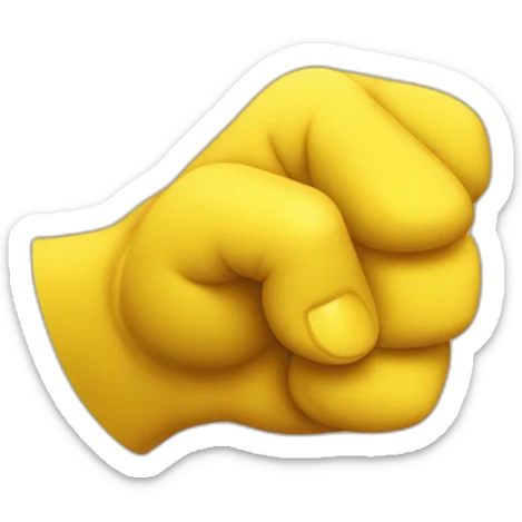 An emoji-like image depicting simple yellow character raising their clenched fist upward with a smiling face. make it with only yellow color sticker