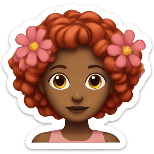 Brown girl with red hair and flowers in her hair sticker