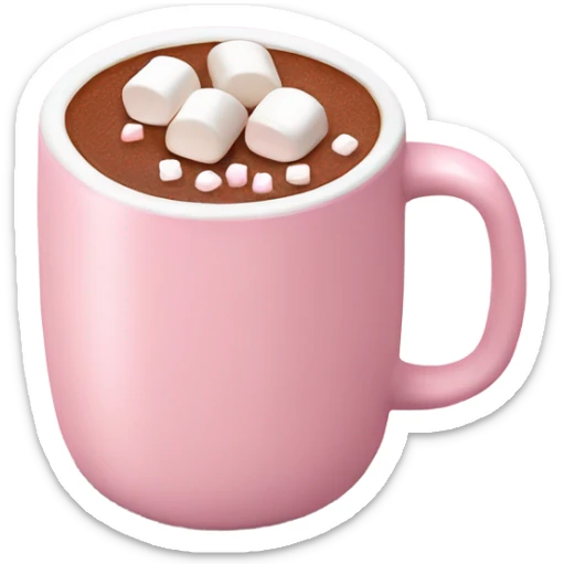 Light Pink mug of hot chocolate with marshmallows  sticker