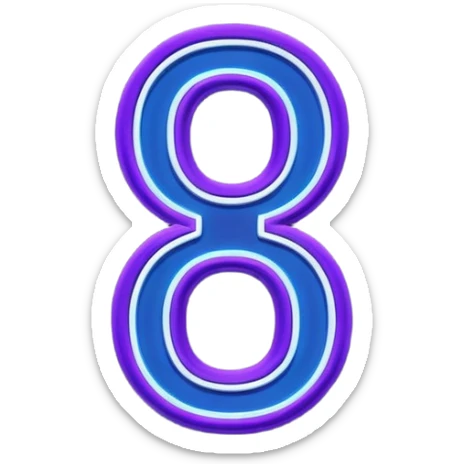 Neon sign in the form of numbers "18+" in dark purple and dark blue tones sticker