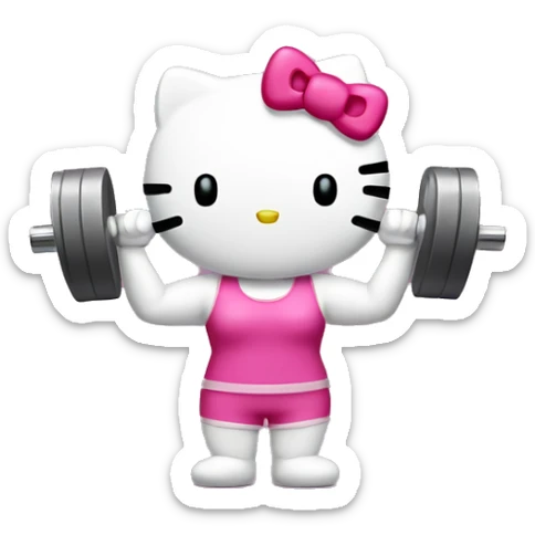 Hello kitty lifting weights  sticker