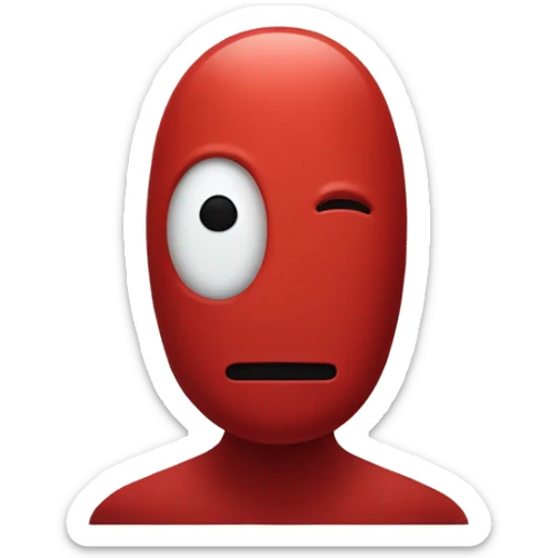 Design a minimalist red Among Us imposter emoji, conveying mystery and deception with subtle space-themed elements. sticker