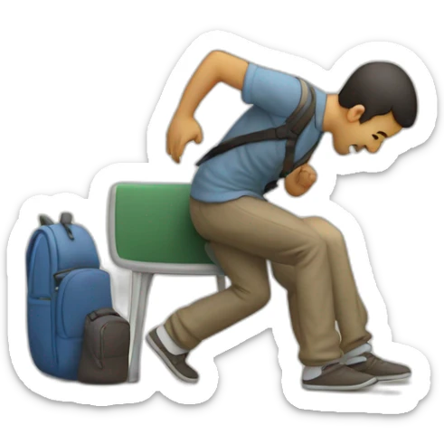 imagen estilizada de un estudiante sacando fotocopias sticker