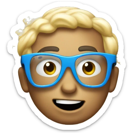 "Design an 'Epic Fan' emoji for Top10 Filmzone, featuring a lively fan with oversized 3D glasses and popcorn, exuding excitement for movies. Add film reels and sparkling stars for a cinematic touch!" sticker