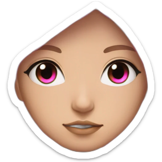 Anime girl with pink shoulder long hair, having a black cyberpunk cloak over half of her head, pink eyes sticker