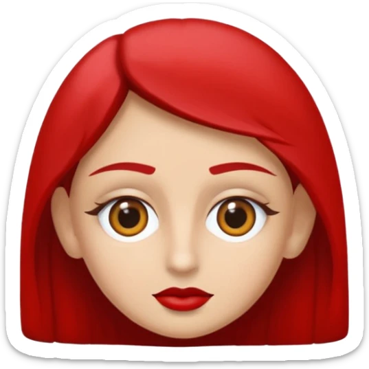 Una figura roja con cabeza cuadrada y cuerpo de rectángulos con cara con dos ojos negros como puntos y cejas preocupadas sin boca y que tenga como una especie de polvo café en la cabeza sticker