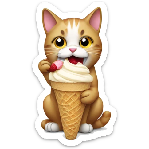 Cat eating ice cream  sticker