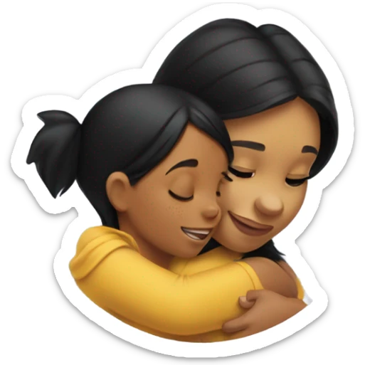 Winne the Pooh hugging girl with black hair and gold hoop earrings  sticker