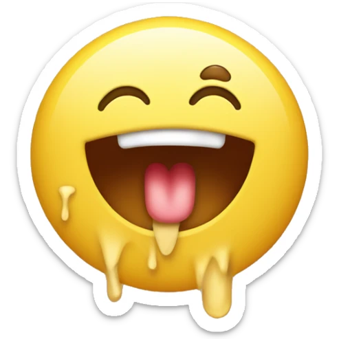 yellow emoji with heart eyes, drooling mouth and hearts swirling around it.  Make the mouth sleepy as if its just woken with drool coming out sticker