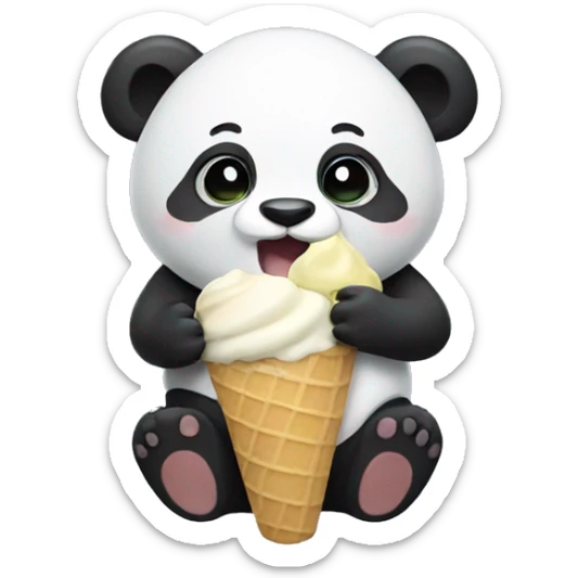 Panda eating ice cream sticker