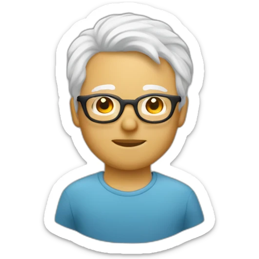 Viel homme mi-chauve cheveux courts blancs, avec lunettes rondes sticker