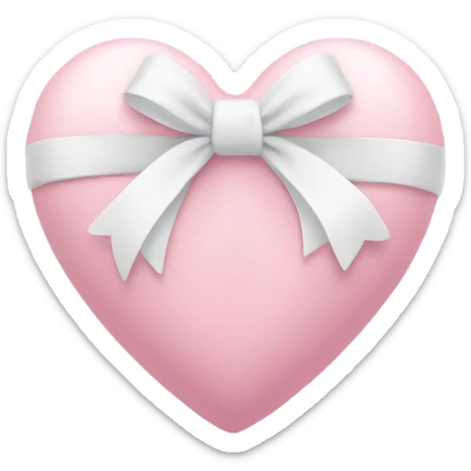Pastel pink heart with white bow sticker