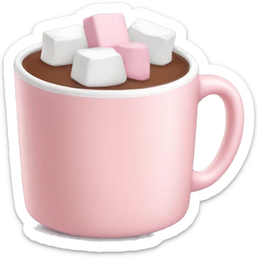 Light Pink mug of hot chocolate with marshmallows  sticker