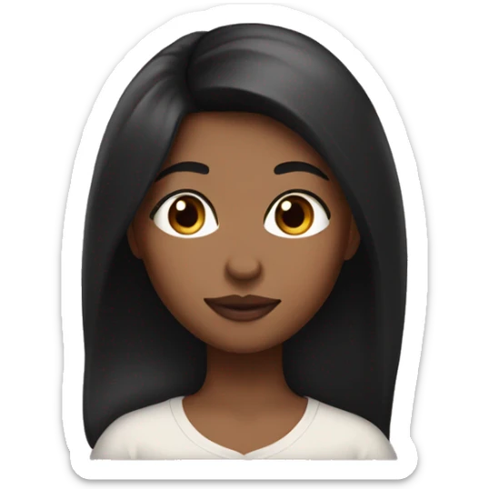Brown skin girl with straight black hair with lip balm sticker