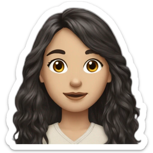 hyperrealist caucasian girl black long hair with brown english setter dog sticker