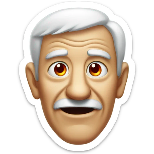  old man with wide open red eyes and his tongue sticking out sticker