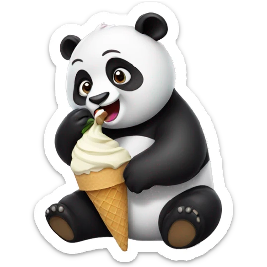 Panda eating ice cream sticker