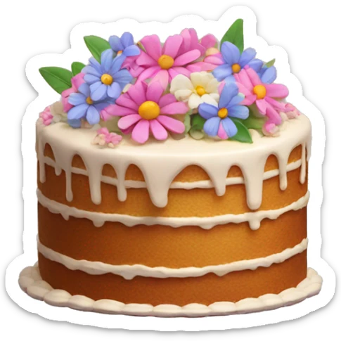 cake with flowers sticker