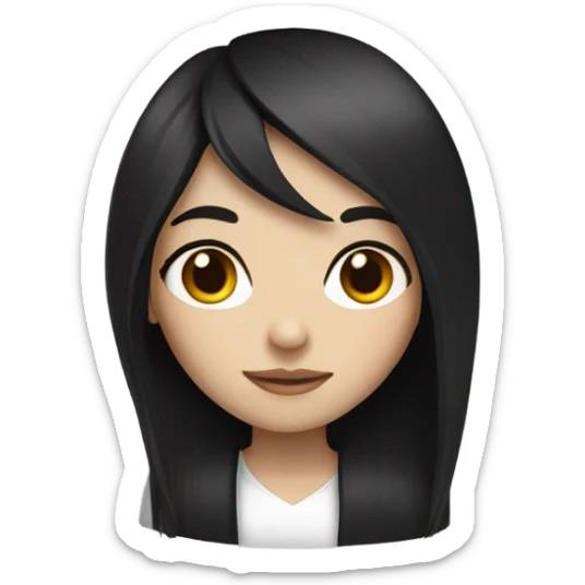 Straight black hair, white skin, slightly slant eye girl sticker
