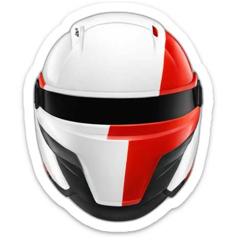 casco de piloto de f1 de color rojo y blanco y con la palabra"the ghost" sticker