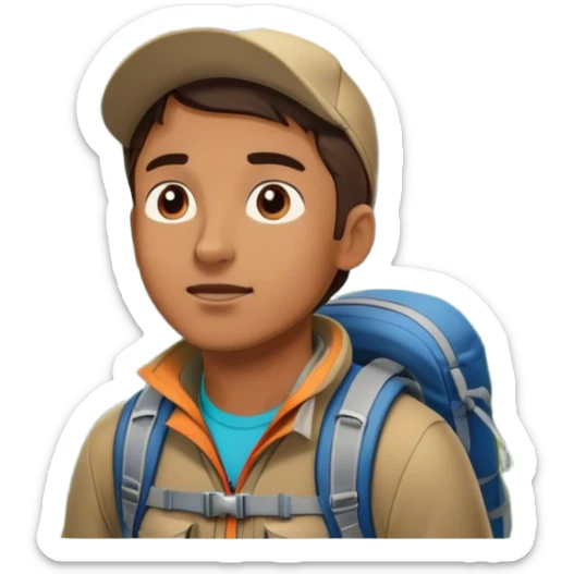 the man who want to clime moutain and sees the moutain from ground sticker