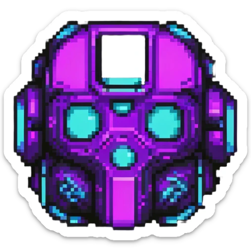 futuristic cyberpunk pixel art icon, vivid neon colors purple magenta cyan, minimal expressive design, 32x32, centered, high contrast, transparent background, no text, suitable for dark background, song title symbol sticker