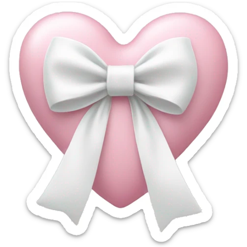 Pastel pink heart with white bow sticker