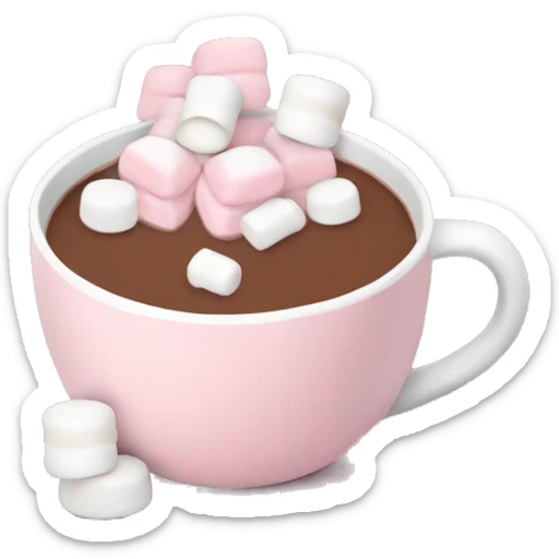 Light Pink mug of hot chocolate with marshmallows  sticker