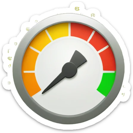 credit score graphic with green yellow orange red dial and numbers but cut in half sticker