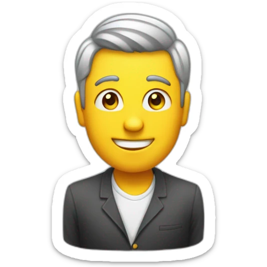 Genera un emoji de un chico, trabajando en la computadora en una agencia de publicidad  sticker