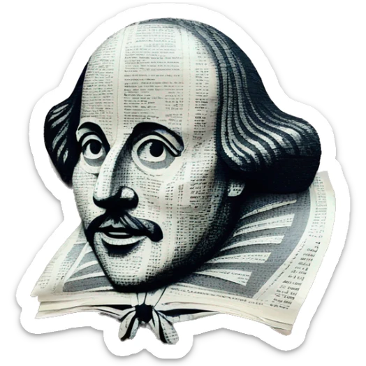 Shakespeare made of newspaper cuttings 420 roses flowers sticker