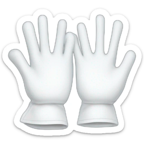 Deux gants blancs souriants, il y a dessiné un signe mystérieux maçonnique bleu de deux équerres inversées.  sticker