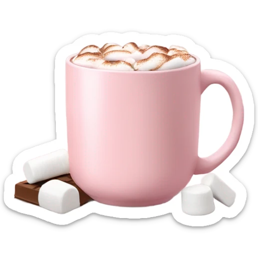 Light Pink mug of hot chocolate with marshmallows  sticker