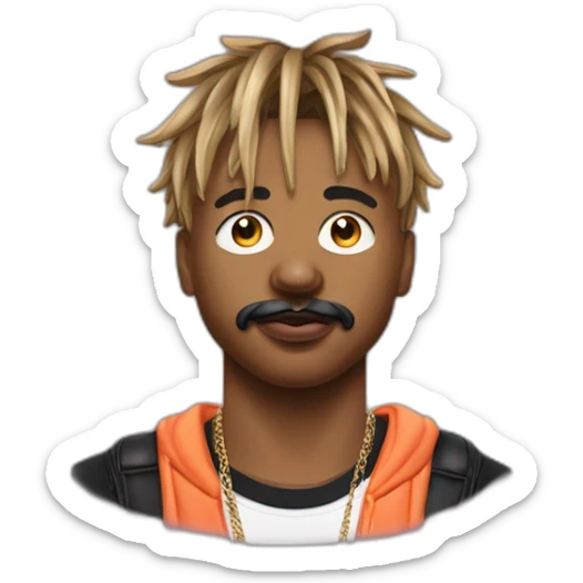 Juice wrld le rappeur américain décédé en 2019 en format réaliste avec la moustache et le bouc qu'il avait sticker