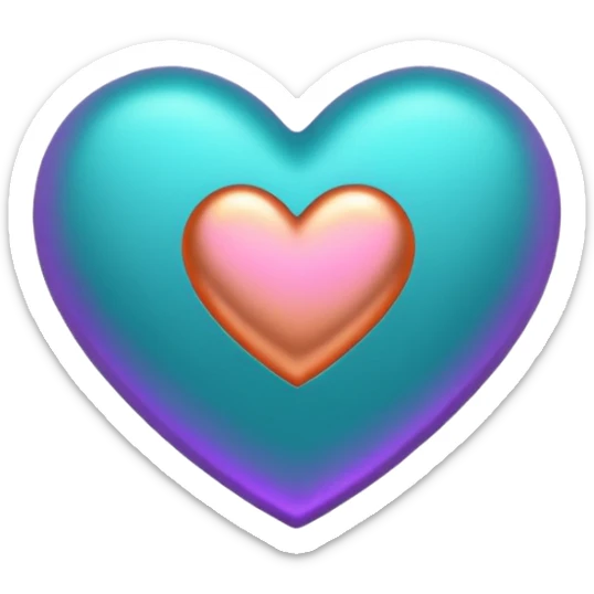 I need a teal, orange , purple, and rose gold Heart emoji  sticker