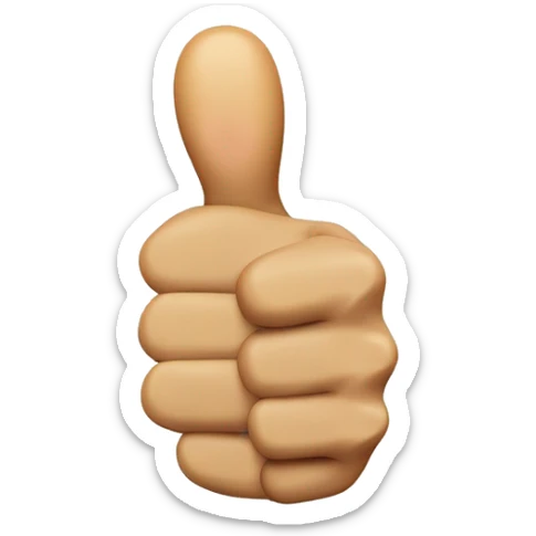 The thumbs up emoji but the finger points at the way where the other fingers point sticker