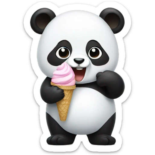 Panda eating ice cream sticker