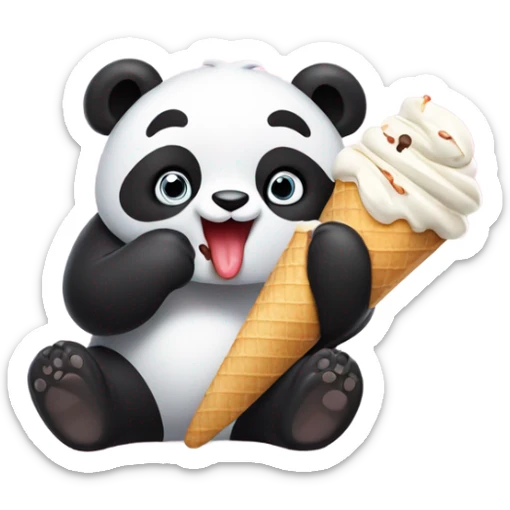 Panda eating ice cream sticker