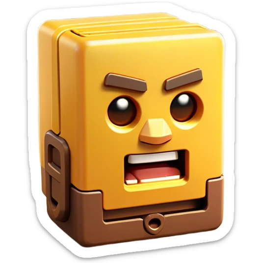 Clash of Clans aesthetic: Cinematic Playful Classic Game Cartridge Portrait Emoji, rendered in a 3D vector-style similar to standard emojis with minimal shading and bold, simplified shapes. A compact, distinct form with signature details, softly glowing with a nostalgic gaming charm. Simplified yet unmistakably iconic, highly detailed and consistent, glowing with a soft radiance and high shine. Stylized with a touch of retro gaming magic and a soft glowing outline, capturing the essence of a beloved gaming relic with a friendly, playful manner! sticker
