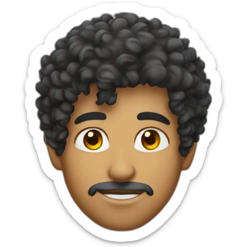  face of a afghani curly hair dude no facial hair taper fade sticker