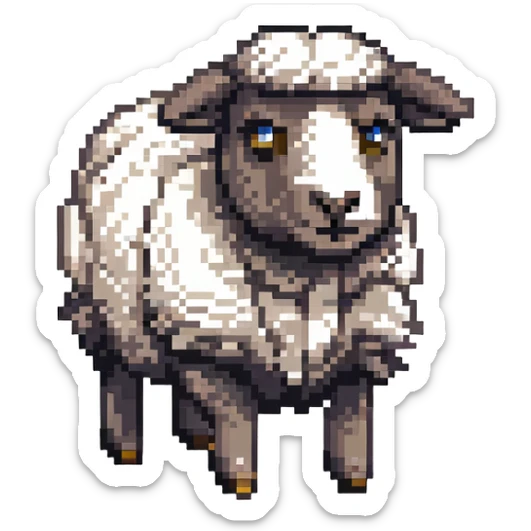 maximum blocky ultra-abstract pixel art Minecraft sheep emoji with only 2-4 large square pixels sticker