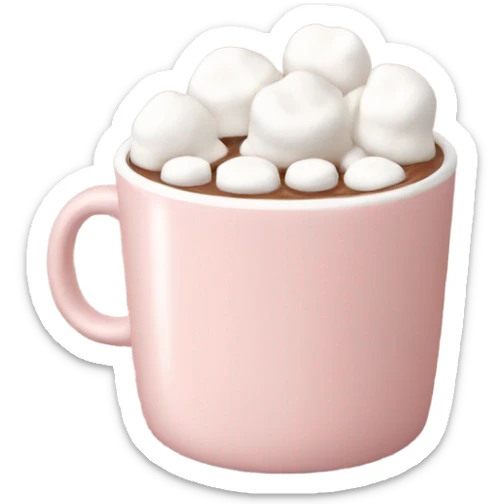 Light Pink mug of hot chocolate with marshmallows  sticker