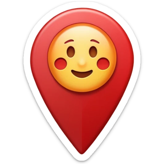 Emoji of a location pin, iPhone emoji style. Flat design, smooth gradients, rounded edges, soft shadows, clean look, white background sticker