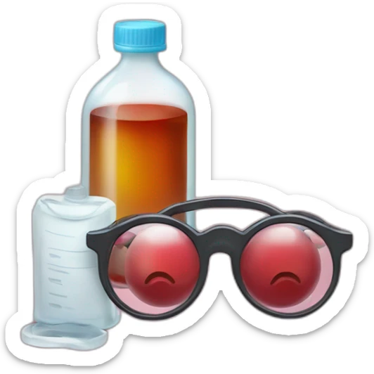 colposcopy with a bottle of vinegar and a pair of reading glasses sticker