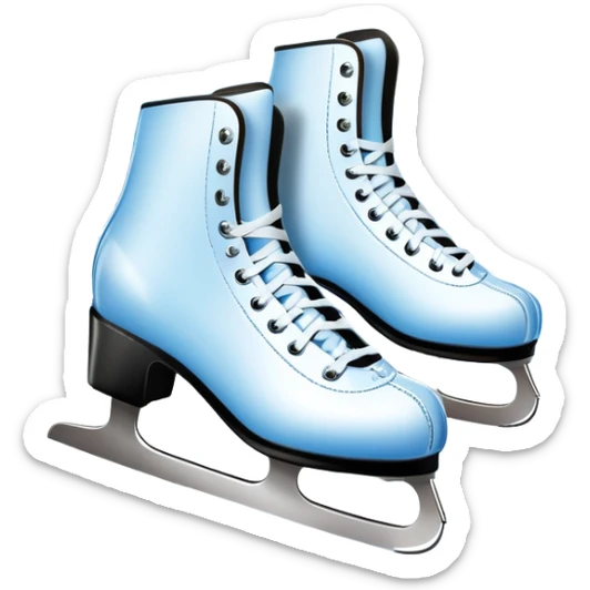An icon showing a pair of elegant ice skates gliding across a smooth, frozen rink with snowflakes in the air. In the background, twinkling lights, winter trees, and cheering spectators create a festive atmosphere. Transparent background highlights the grace and charm of ice skating. sticker