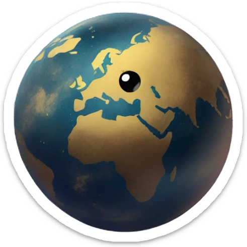 Person wearing T shirt with vintage gilded earth on it and nebulas sticker