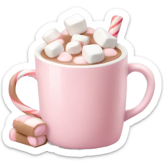 Light Pink mug of hot chocolate with marshmallows  sticker