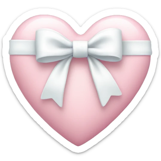 Pastel pink heart with white bow sticker